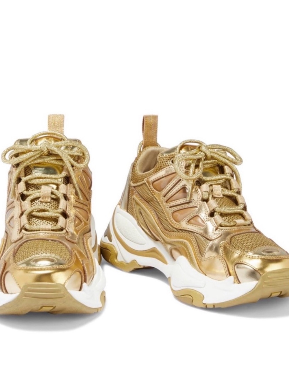 SANDRO PARIS Metallic Gold Women's Chunky Designer Sneakers